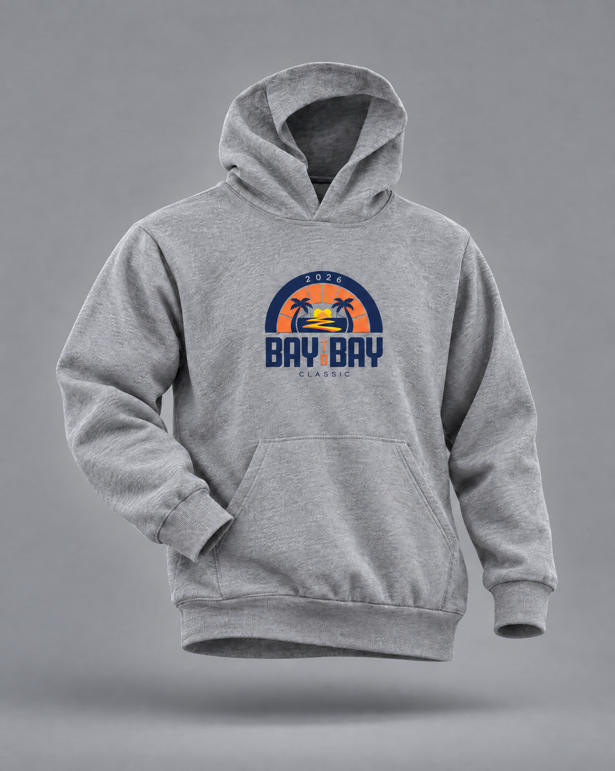 Bay to Bay Classic heather gray youth hoodie, front view