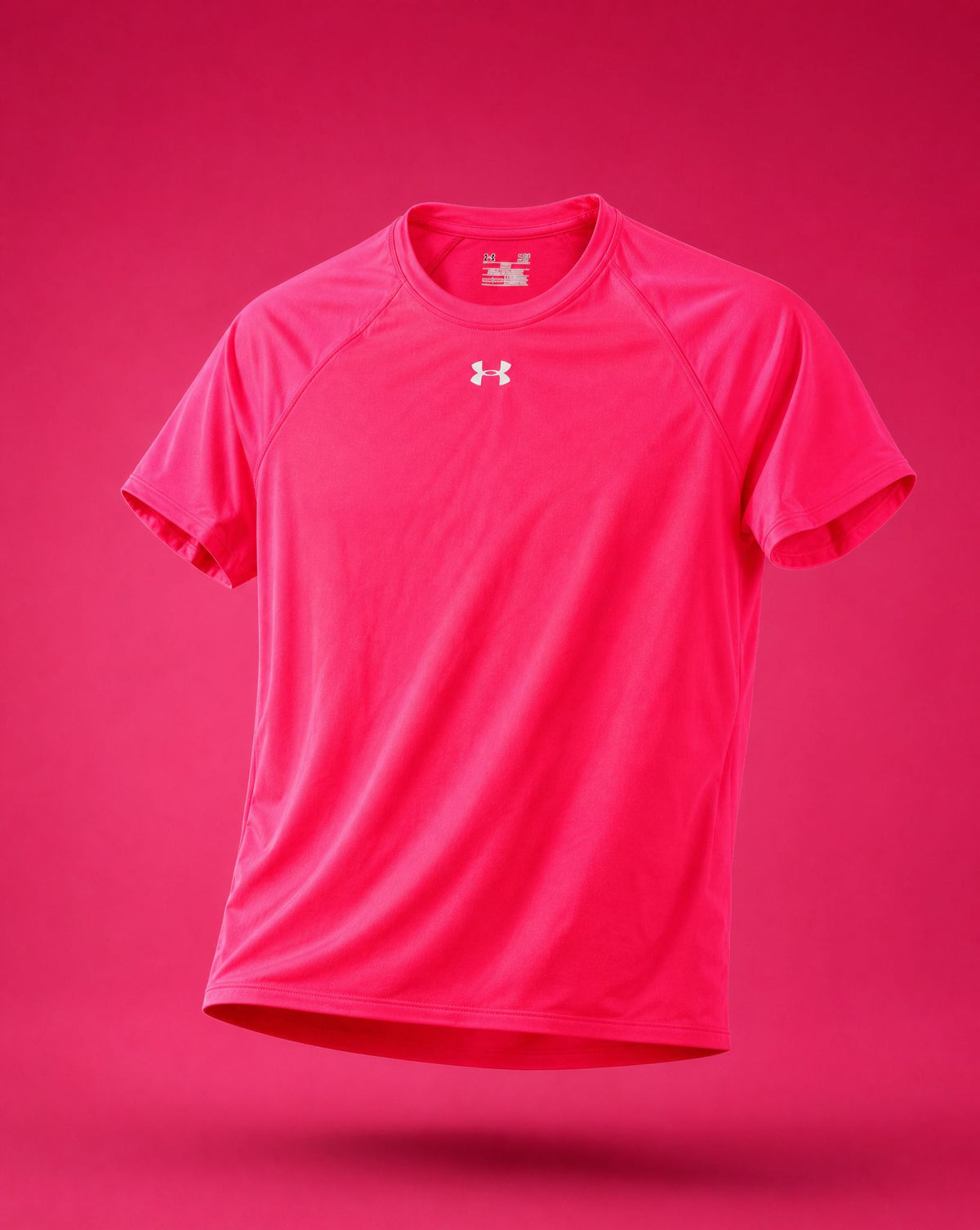 Hot pink UA Women's short-sleeve Locker Tee, front view
