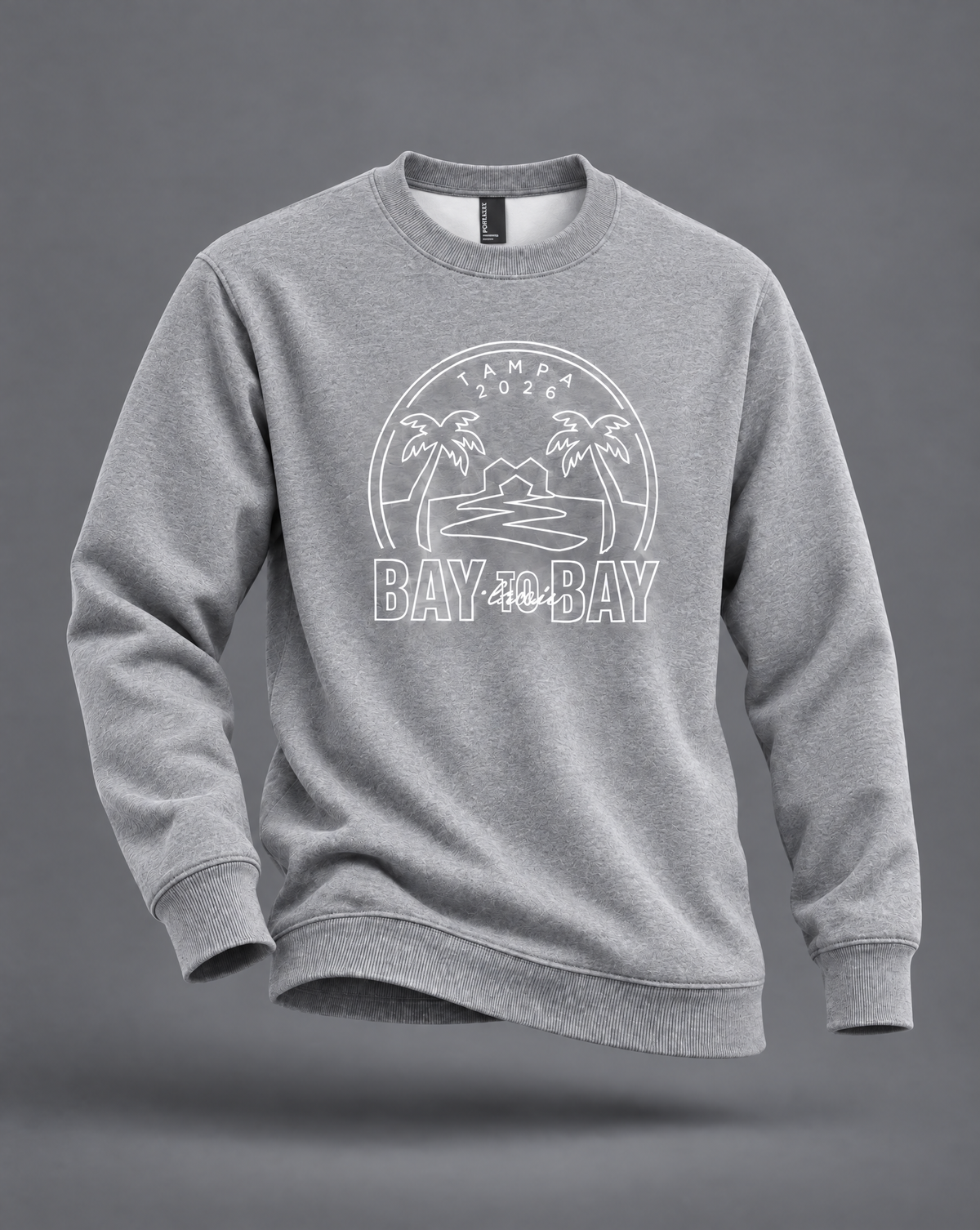 Bay to Bay Classic heather gray adult crewneck sweatshirt, front view
