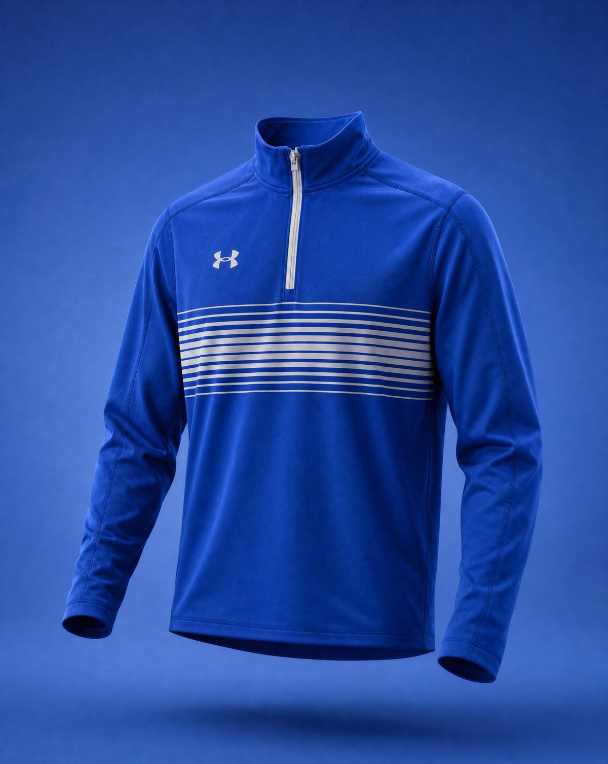 Royal blue UA Men's Qualifier Novelty quarter-zip, front view