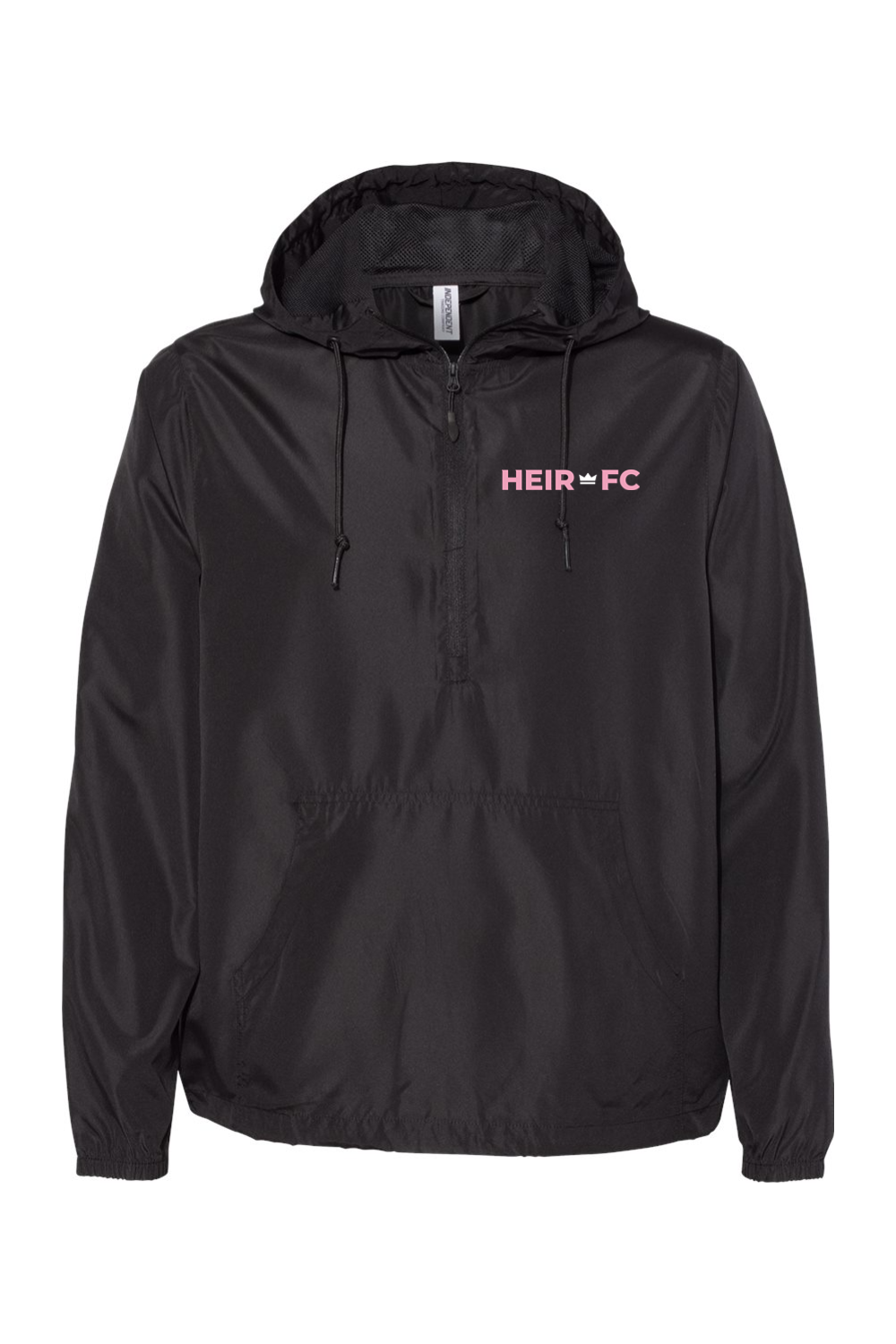 Black jacket with 'HEIR FC' logo on a white background